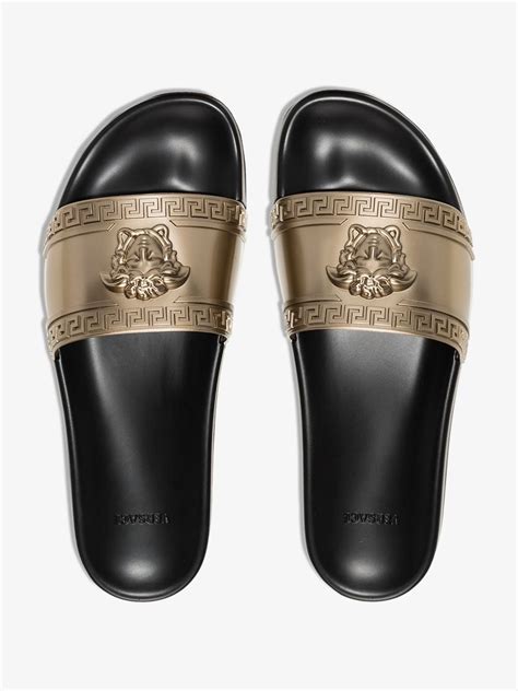 versace gold medusa slides|Versace Medusa head sneakers.